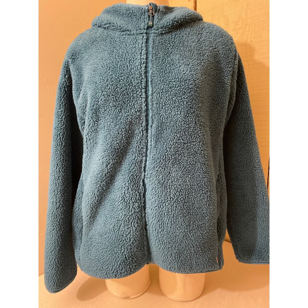 Eddie Bauer Women's Size Large Fleece Full Zip Jacket‎ Blue Outdoors Cozy